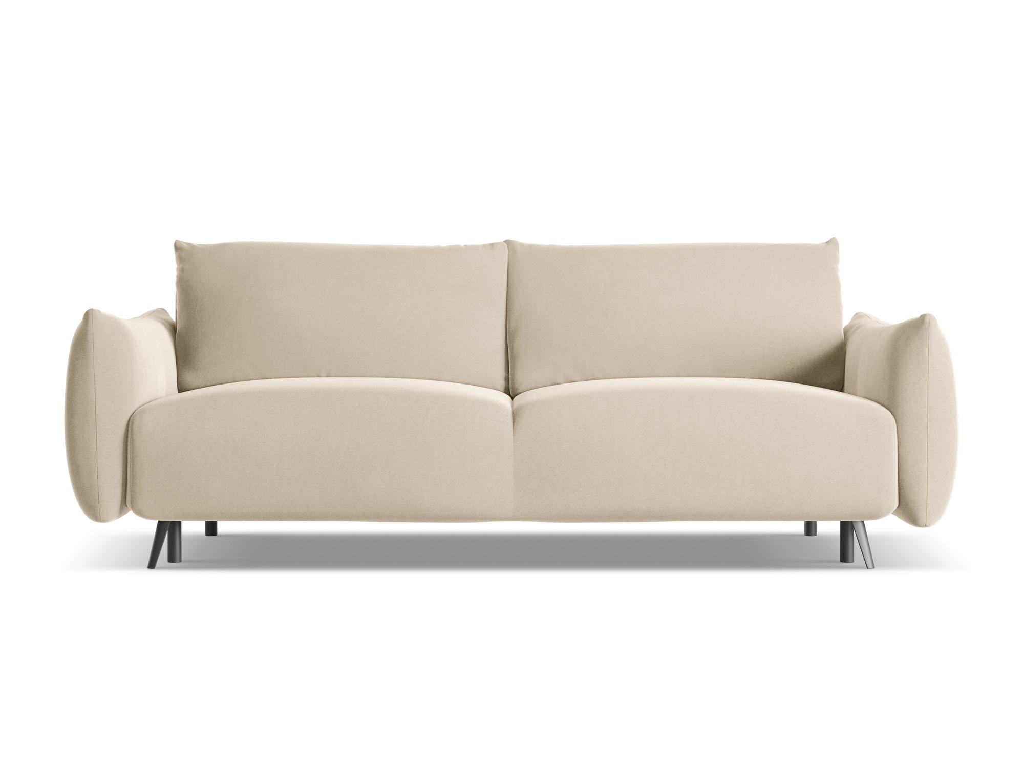 3-SITZER SOFA mit Schlaffunktion Samt Stoff Beige - Beige/Creme, Textil/Metall (230/86/105cm) - Makamii