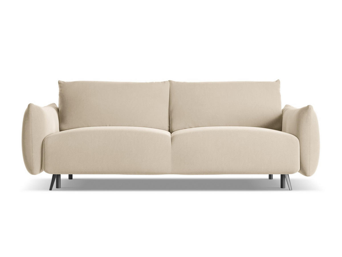 3-SITZER SOFA mit Schlaffunktion Samt Stoff Beige - Beige/Creme, Textil/Metall (230/86/105cm) - Makamii