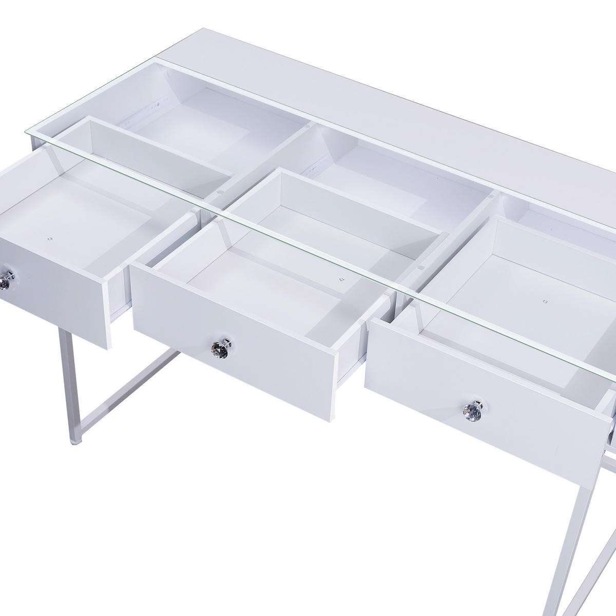 KONSOLENTISCH mit LED 3 Schubladen 115/55/81 CM - Weiß, Holz (115/55/81cm) - VANITII