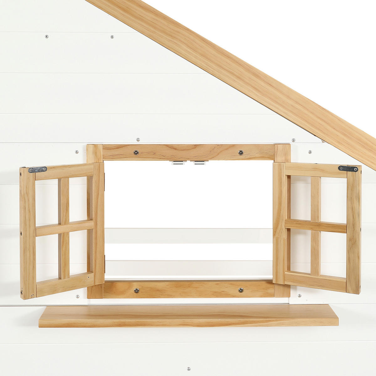 ETAGENBETT Weiß/Natur 90/200 cm mit Treppe und Stauraum - Weiß, Holz (90/200cm) - MIVRAY