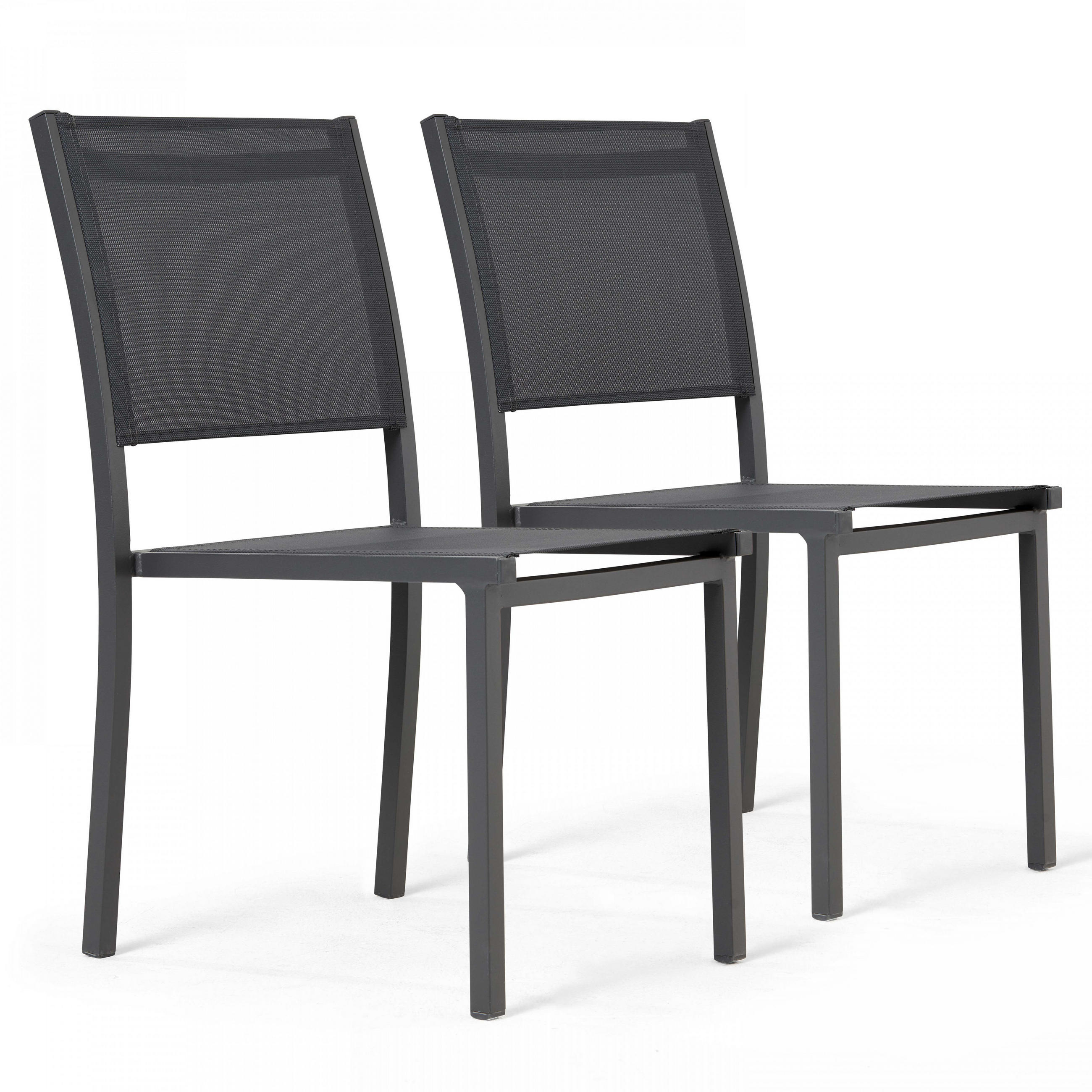 GARTENSTUHL 2-tlg., Grau - Grau, Metall (48/87/60cm) - Oviala