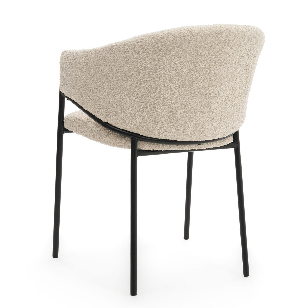 STUHL BUENO gespolsterter - creme - Glamour Boucle Chenille - Creme/Schwarz, Textil/Metall (55/83/56cm) - NEW HOME