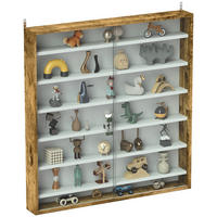VITRINE DE-15553 80/83 cm, 6 verstellbare Böden + 2 Schiebetüren - Braun, Holzwerkstoff (9.5/83/80cm) - ComfortXL