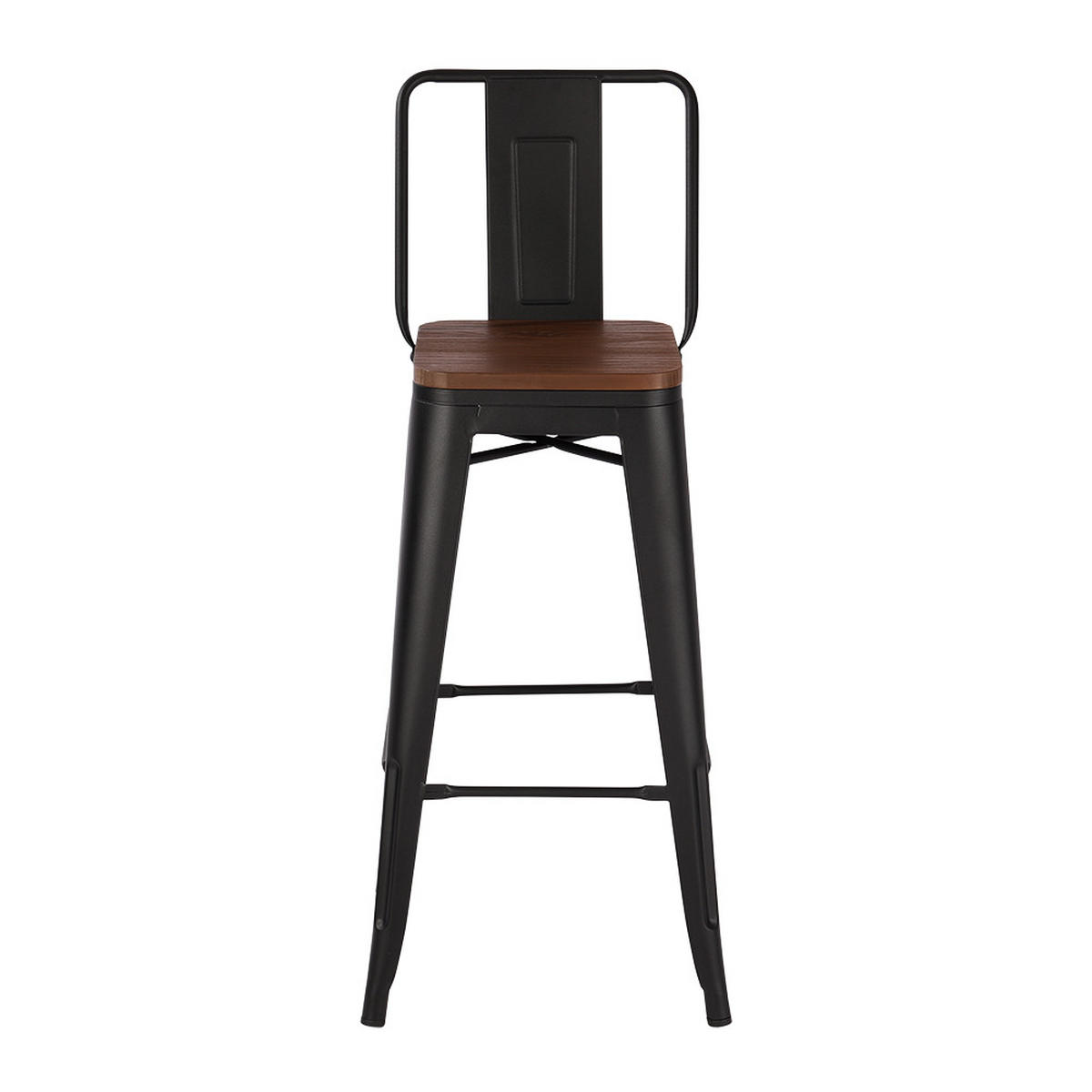 BARHOCKER 4er-Set Metallgestell Rückenlehne Braun - Dunkelbraun/Schwarz, Holz/Metall (43/105/43cm) - Livingandhome