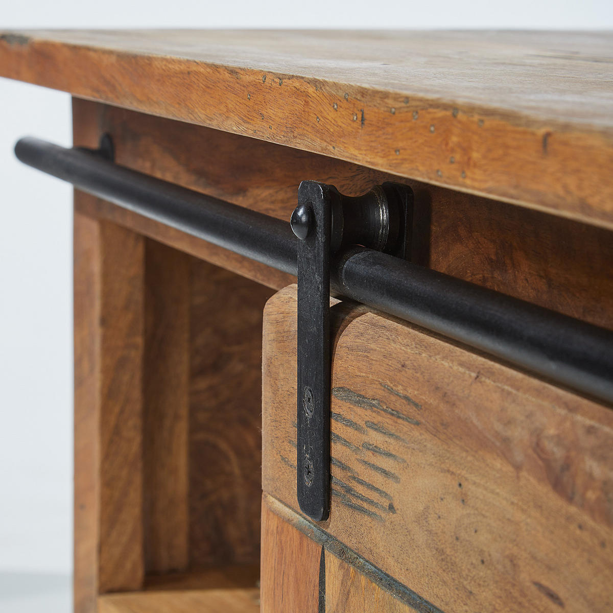 WASCHBECKENUNTERSCHRANK - Mango massiv / Eisen - Mango / Schwarz - Braun, Holz/Metall (120/60/40cm) - home24