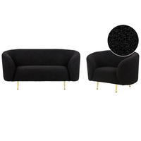 3-SITZER SOFA SET Bouclé Schwarz Loen - Schwarz, Textil (155/79/70cm) - Beliani