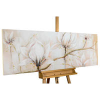 ÖLGEMÄLDE 150/50 cm - Beige/Weiß, Holz/Textil (150/50cm) - KUNSTLOFT