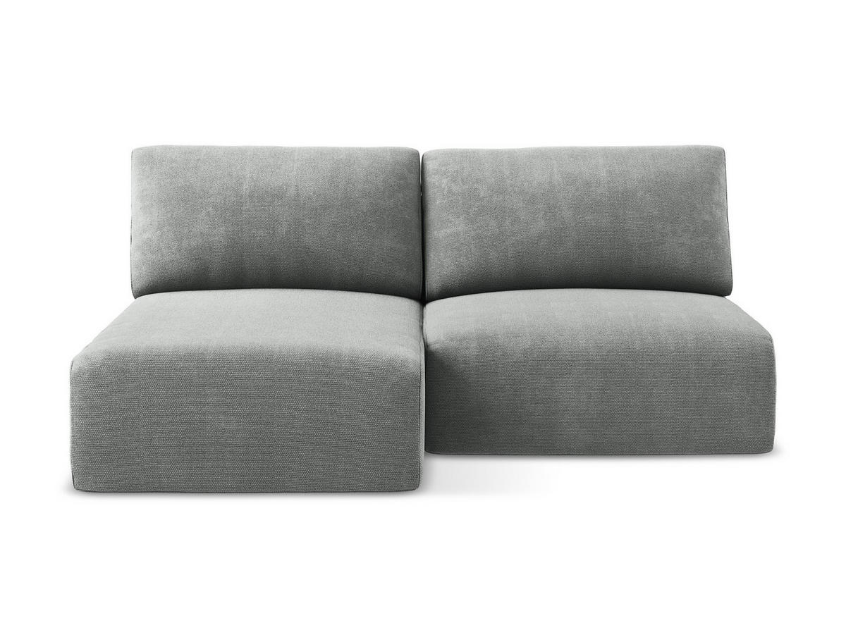 ECKSOFA mit Schlaffunktion links Chenille Stoff Grau - Blau/Schwarz, Kunststoff/Textil (149/210cm) - Makamii
