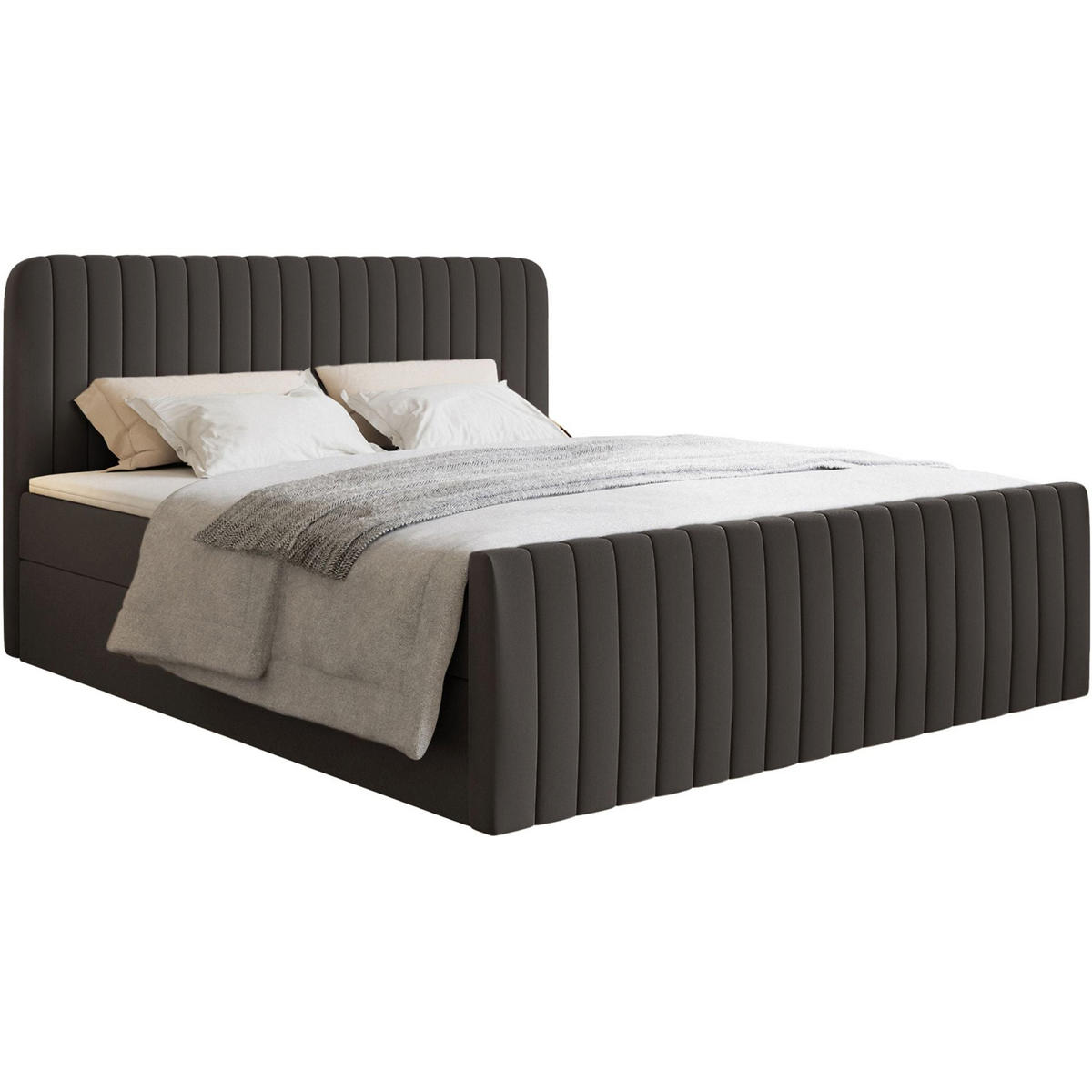 BOXBETT Saliano mit Topper und Chenille-Bezug Graphit, 200x200 cm - Graphitfarben, Kunststoff/Textil (200/200cm) - Selsey