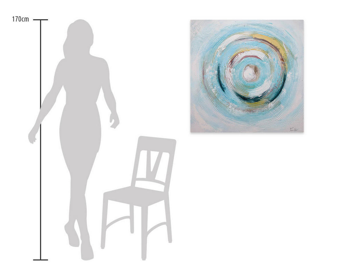 ACRYLBILD HANDGEMALT 80/80 cm - Blau/Weiß, Holz/Textil (80/80cm) - KUNSTLOFT