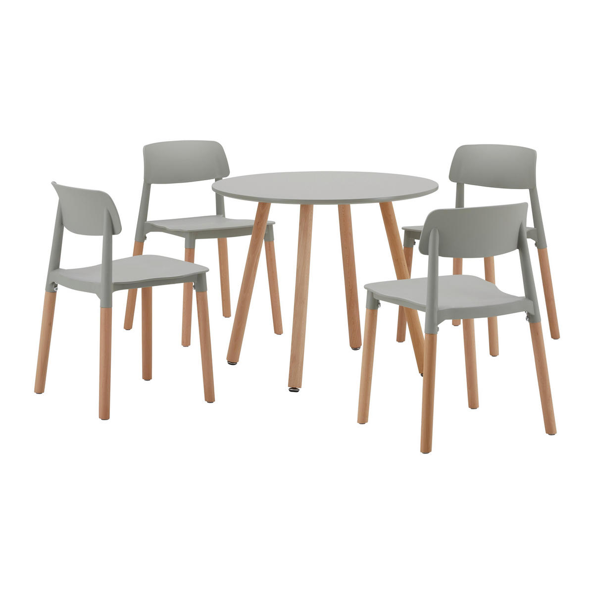 KINDERSITZGRUPPE Dessy Hellgrau Kunststoff/Holz - Hellgrau, Holz (60/48/60cm) - Bessagi Kids