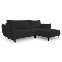 ECKSOFA ADEL mit Schlaffunktion und Bettkasten, L-förm, Metallbeine, verstellbar lose Rückenkissen, freistehend, RECHTS, 257x171x90 cm, Black - Schwarz, Holz/Textil (257/171cm) - DomoHome