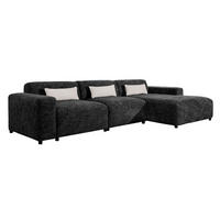 ECKSOFA L Form Jughlio Schwarz 331/165/75 cm Rechts mit Schlaffunktion - Schwarz, Kunststoff/Textil (331/165cm) - AX Living
