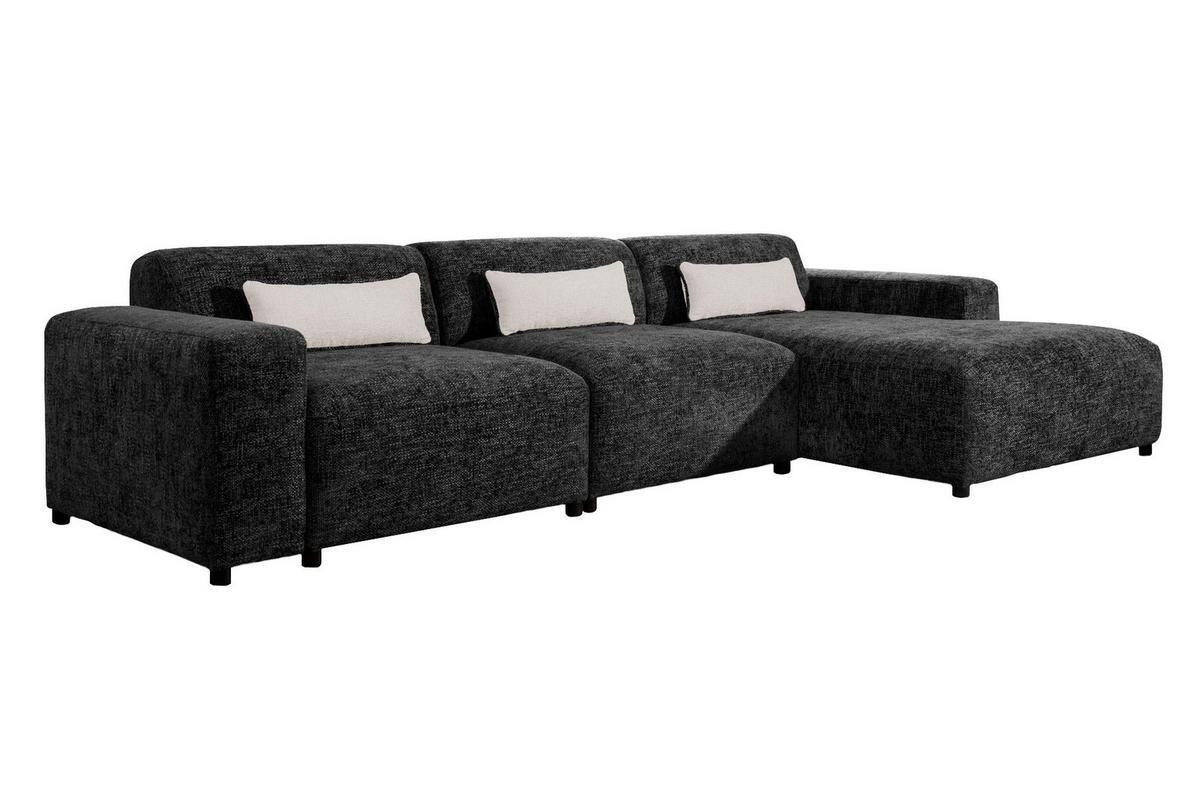 ECKSOFA L Form Jughlio Schwarz 331/165/75 cm Rechts mit Schlaffunktion - Schwarz, Kunststoff/Textil (331/165cm) - AX Living