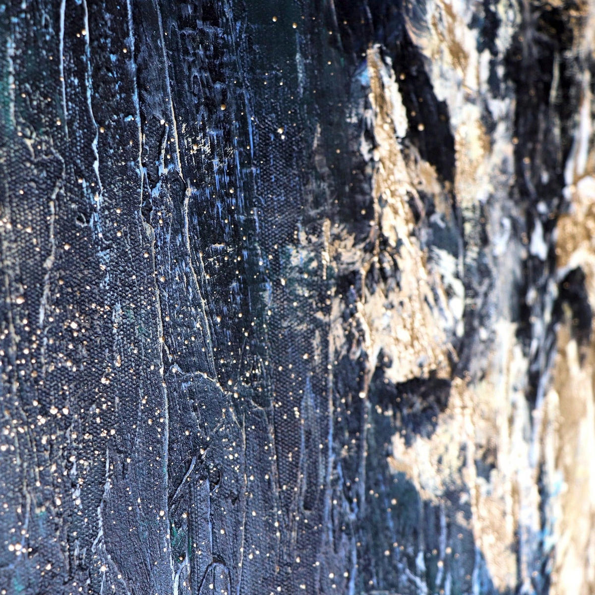 GEMÄLDE Spiegelungen Schattenfugenrahmen Schwarz-Gold 120x40 cm - Schwarz Hochglanz, Holz (120/40cm) - YS-art gallery