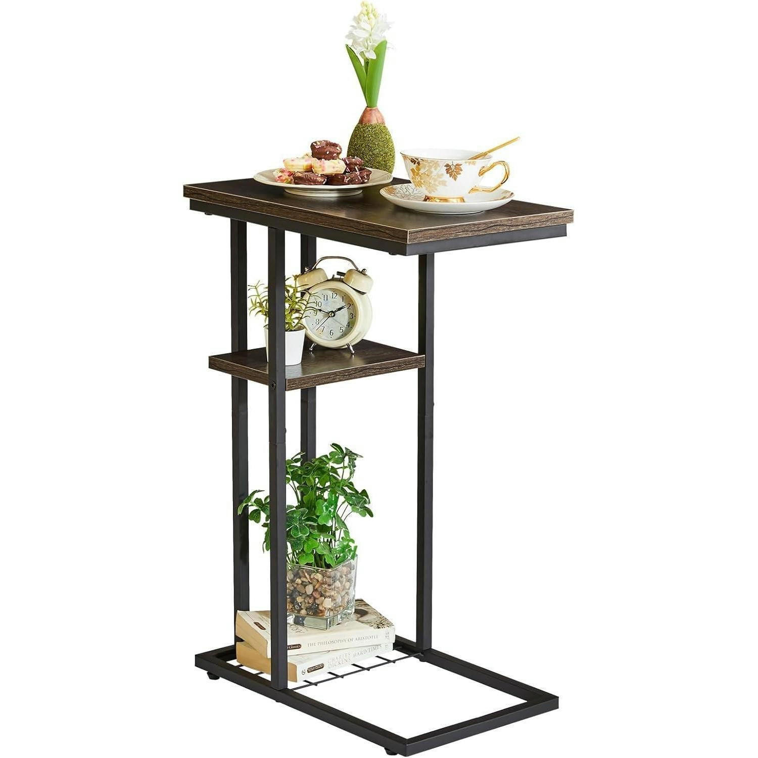 BEISTELLTISCH C-Form Graubraun 40 x 26 x 61.5 cm - Braun, Metall (40/26/61.5cm)