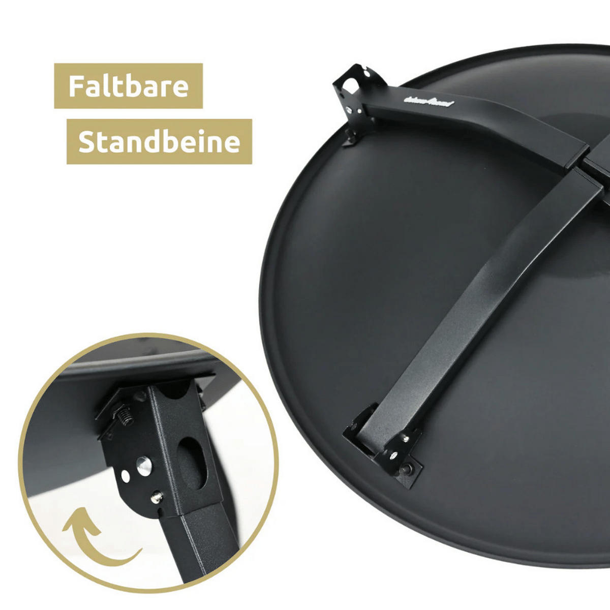 FEUERSCHALE mit Funkenschutz KHELO mit Grillrost Schwarz - Schwarz, Metall (55/30/55cm) - DELUKE