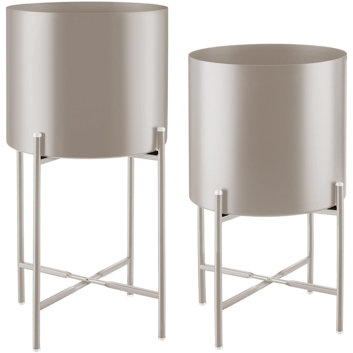 PFLANZENSTÄNDER 2er Set Mine, Anti-Rutsch-Pads, Belastbarkeit je 20 kg, taupe - Taupe, Metall (31/56/31cm) - tectake