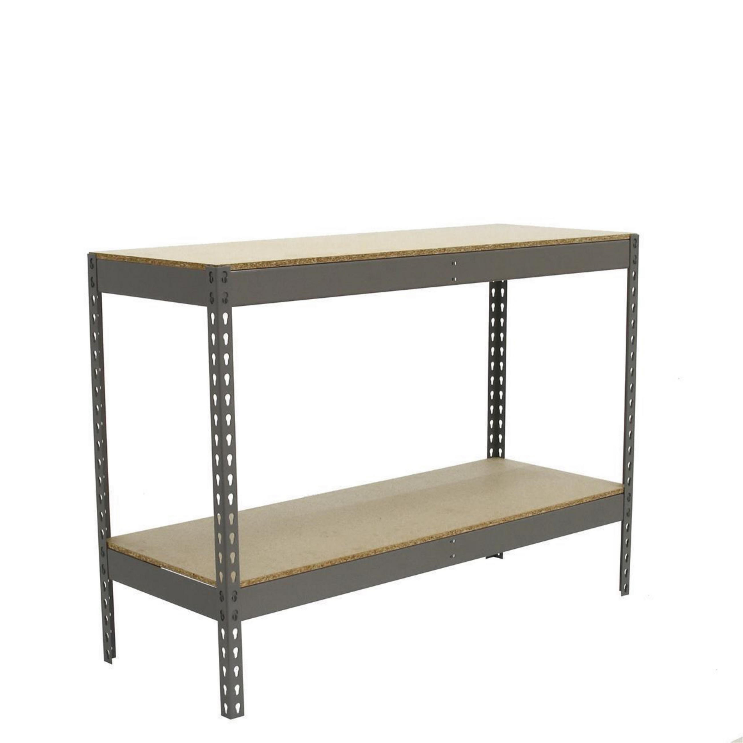 SCHWERLASTREGAL Wood Beast Two HxBxT 90 x 120 x 75 cm 2 Ebenen Fachlast 600 kg Grau - Grau, Metall (120/90/75cm) - PROREGAL