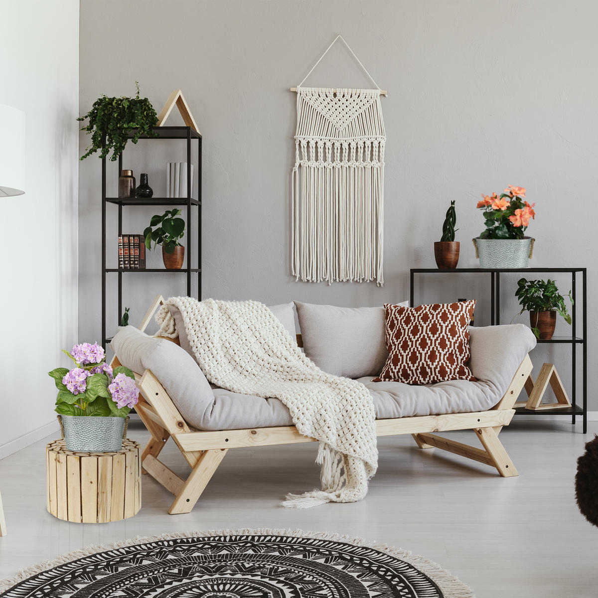 2xZINKWANNE - Silberfarben, Textil/Metall (27/13.5/15cm) - Relaxdays