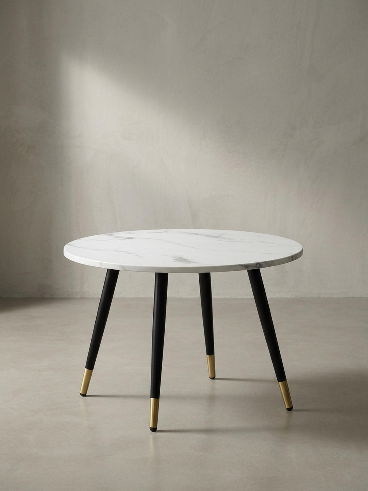COUCHTISCH mit Marmor Optik, Modernes Design, Metall-Gestell, Runde Form, Weiß 60x60x41 cm - Goldfarben/Weiß, Holzwerkstoff/Metall (60/60/41cm) - KADIMA DESIGN