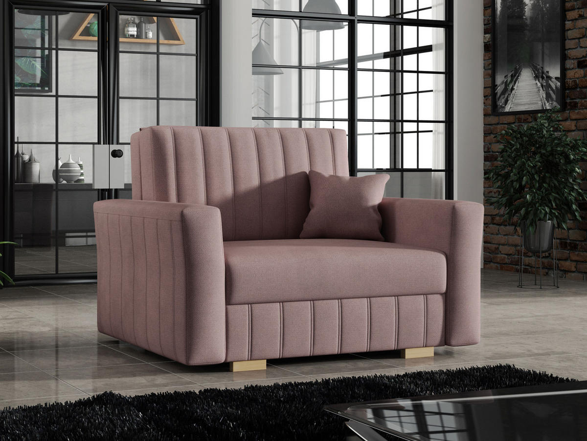 SCHLAFSOFA Viva Glam I - Naturfarben/Rosa, Holz/Kunststoff (115/85/98cm) - MIRJAN24