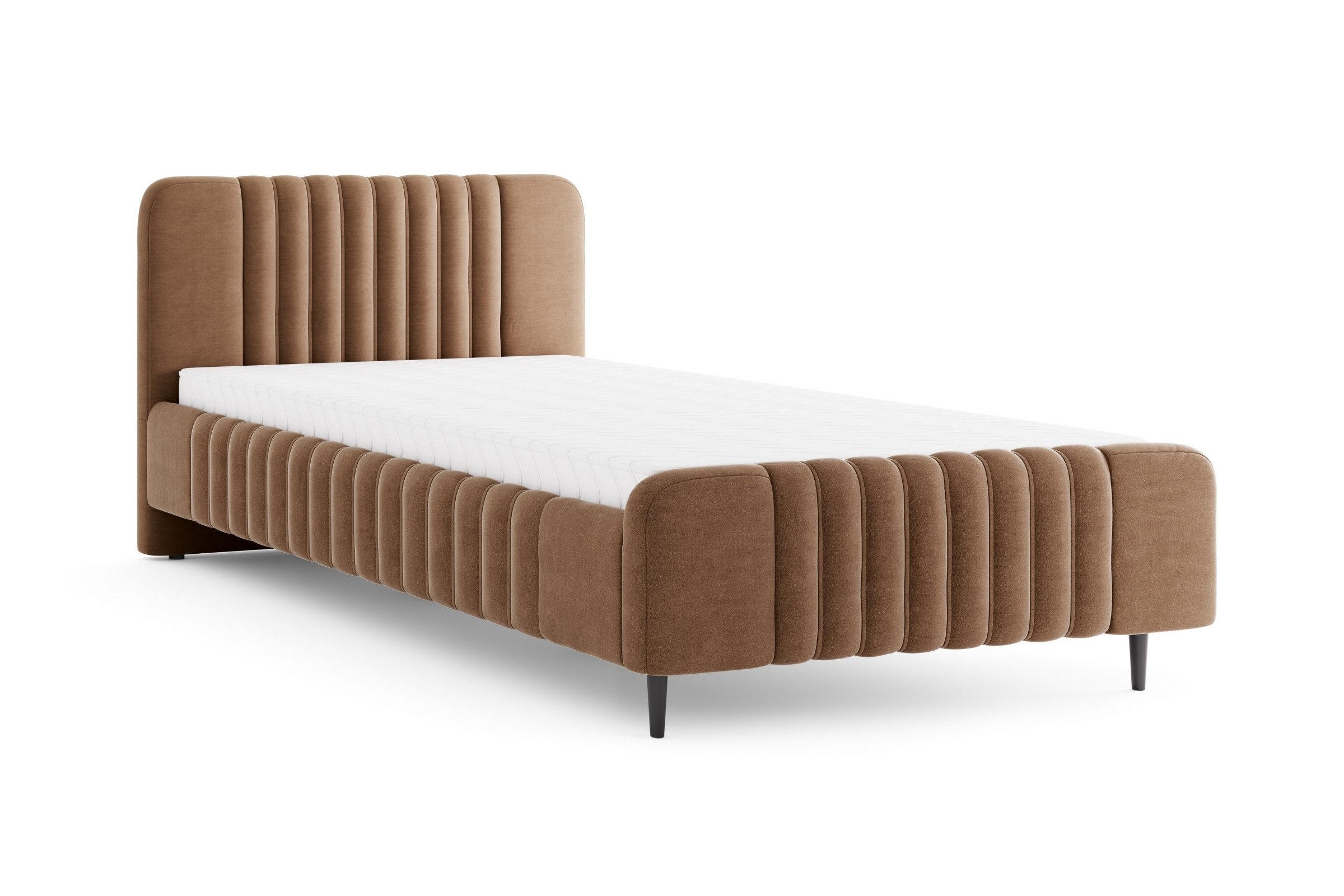 POLSTERBETT AURO 12 120/200 cm in Velours Braun - Braun, Holzwerkstoff (120/200cm) - Deine Möbel 24