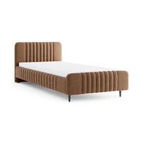 POLSTERBETT AURO 12 120/200 cm in Velours Braun - Braun, Holzwerkstoff (120/200cm) - Deine Möbel 24