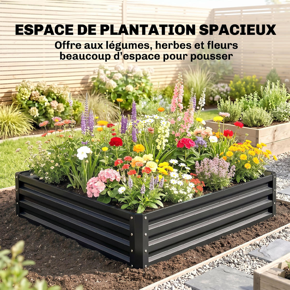 HOCHBEET DE-12186 quadratisch 120/120/30 cm Grau - Grau, Metall (120/30/120cm) - ComfortXL