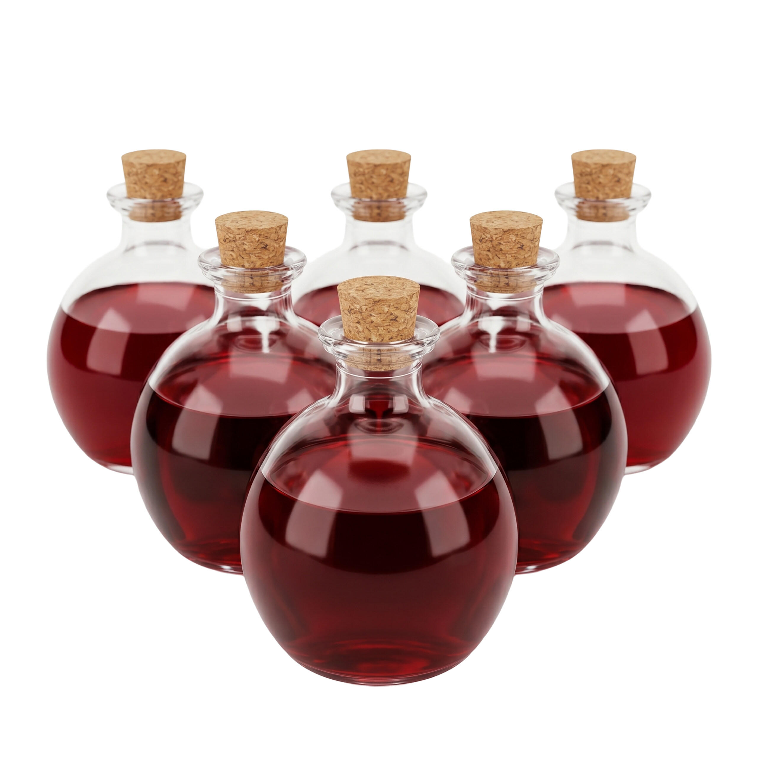 Relaxdays LÁHVE Transparentní přírodní 6-ks se zátkou z korku 260 ml