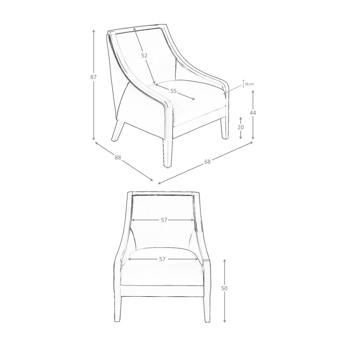 SESSEL Grauer Ledersessel 68/88/87 cm - Grau/Honig, Leder (68/87/88cm) - ANGEL CERDA