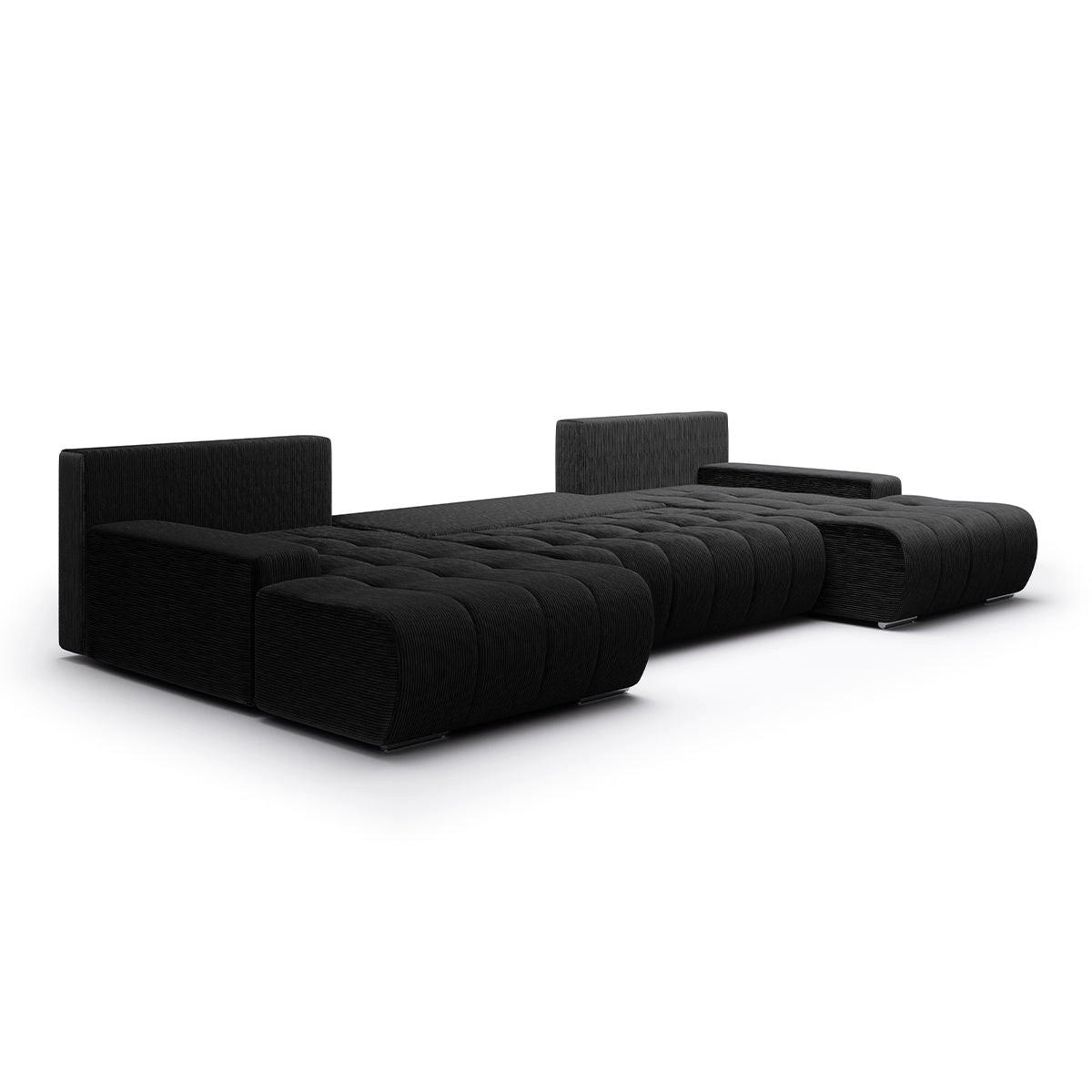 PANORAMASOFA Jonas 5 Sitzplätze Schwarz - Schwarz, Holz (350/85/185cm) - Petits-meubles
