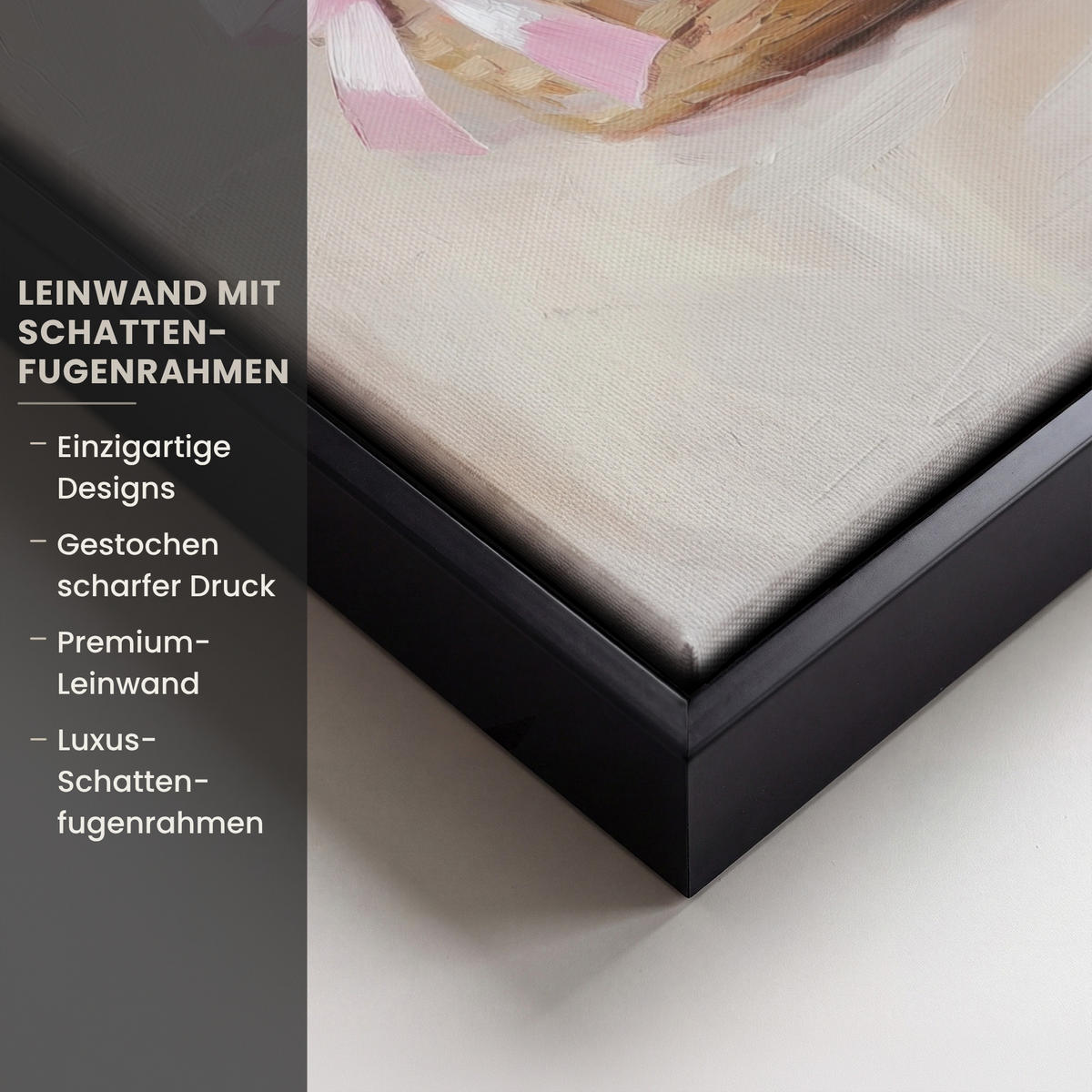 LEINWAND Bilder mit Rahmen - Korb - Eier - Rosa - 20x30 - Beige, Textil (20/30cm) - MuchoWow