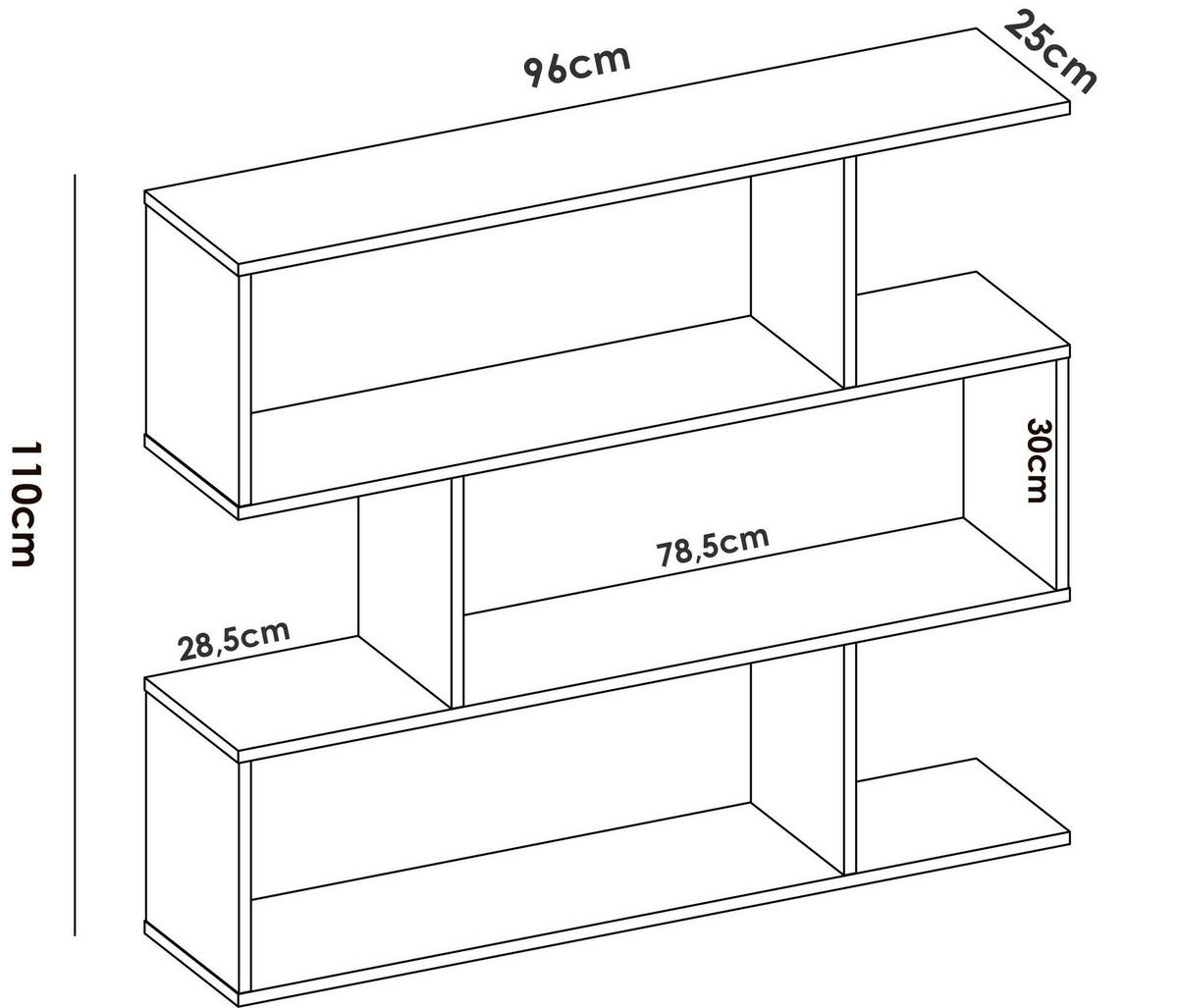 BÜCHERREGAL Eiche 25/110/96 cm - Braun, Holzwerkstoff (110/96/25cm) - DMORA