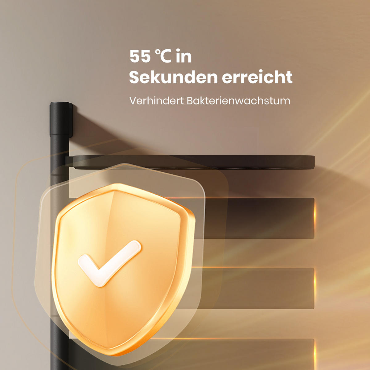 HEIZKÖRPER Handtuchheizkörper Intelligentes Heizsystem mit Ablage Schwarz 76/45 cm - Schwarz, Metall (45/76/14cm) - EMKE