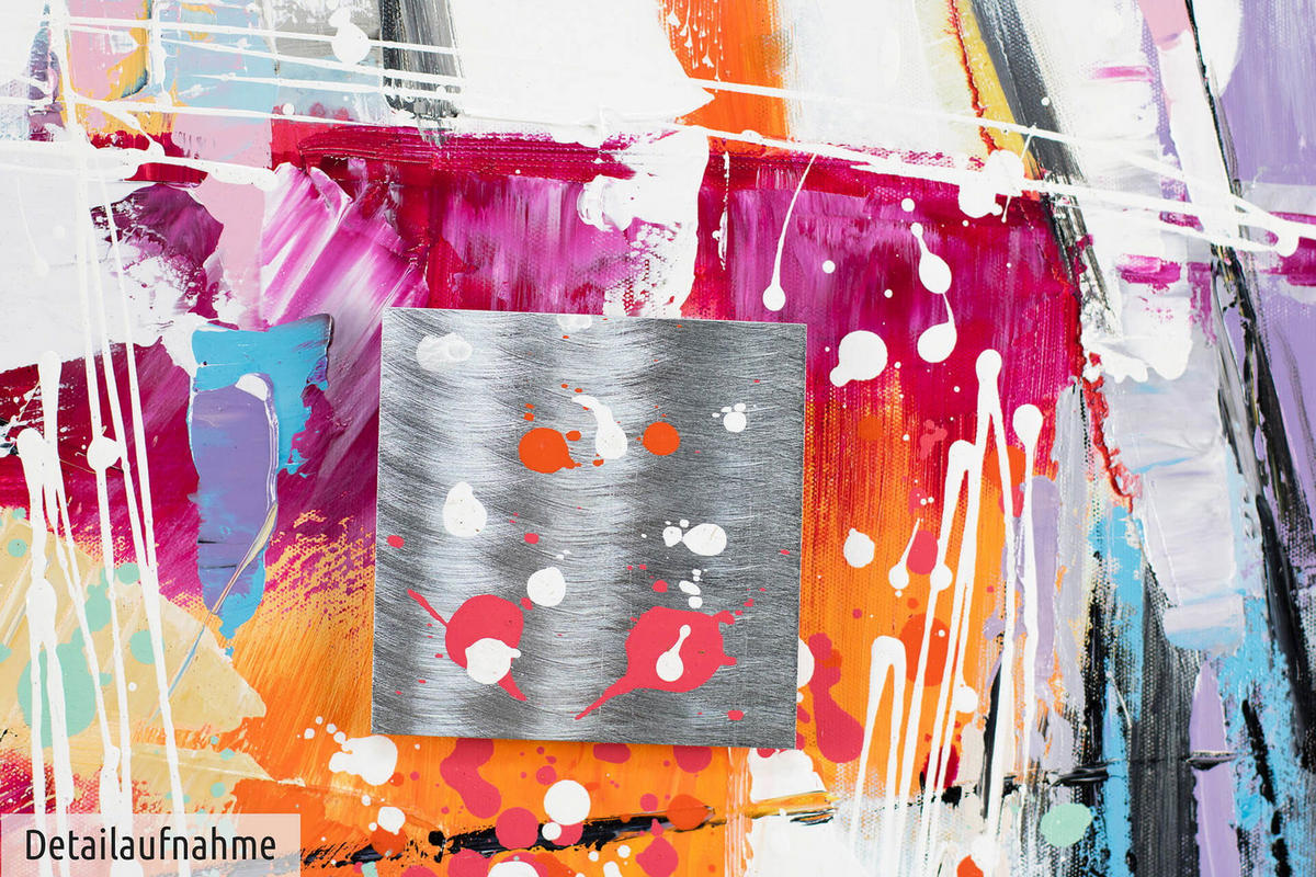 ÖLGEMÄLDE 80/80 cm - Pink/Lila, Holz/Textil (1.6/80cm) - KUNSTLOFT