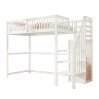 HOCHBETT 90/200 cm mit Treppe, Kleiderschrank und Stauraum, Weiß - Weiß, Holzwerkstoff (90/200cm) - Redom