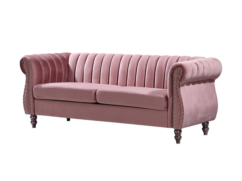 CHESTERFIELD-SOFAGARNITUR - 3-Sitzer & 2-Sitzer - Samt - Altrosa - TRUMBO - Pink, Textil (78/77/195cm) - Vente-Unique