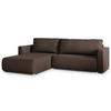 ECKSOFA TURIN Braun Geflochtener Stoff mit Schlaffunktion - Braun, Holz (265/183cm) - MASSENO