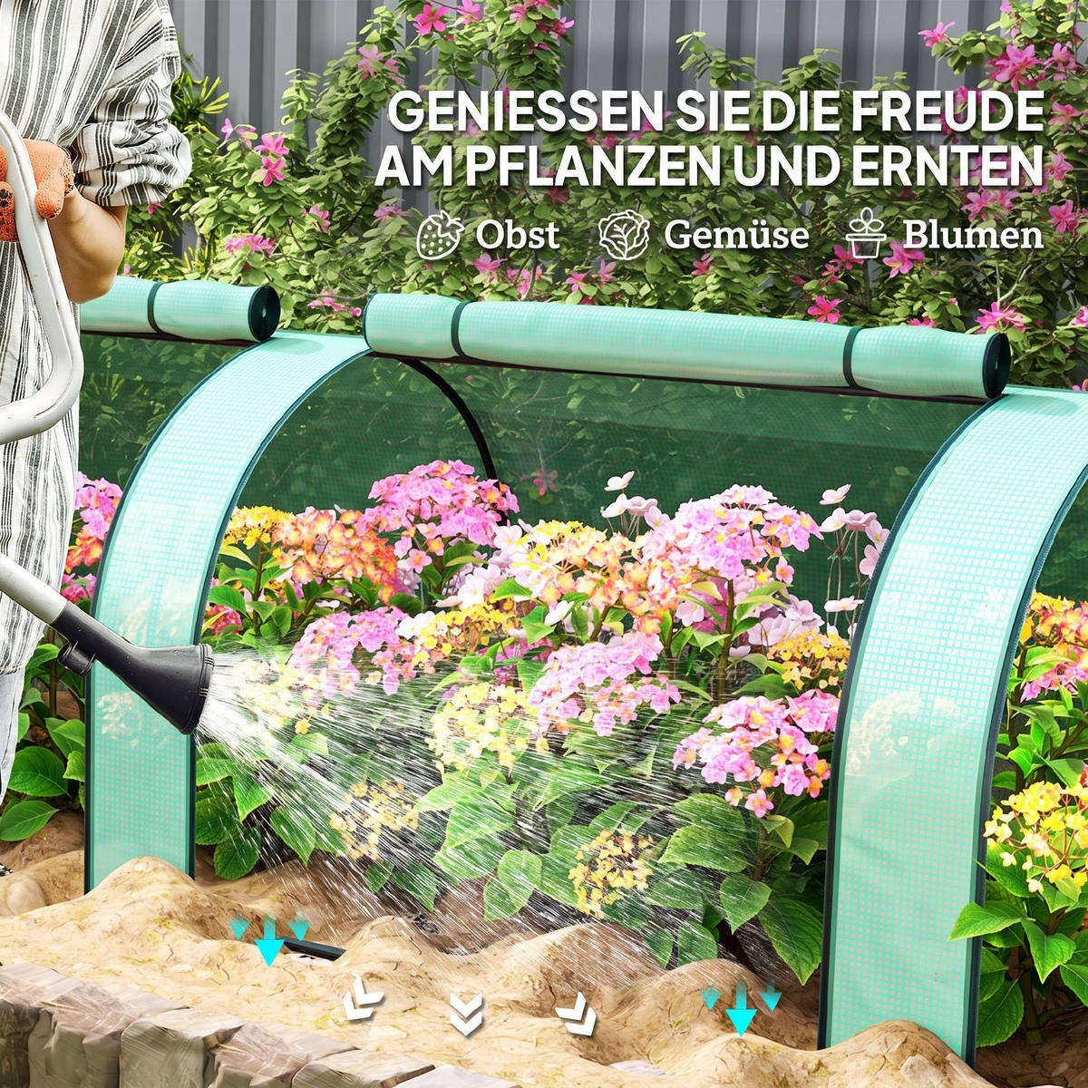 GEWÄCHSHAUS Stahl Kunststoff Grün - Grün, Metall (100/80/350cm) - Outsunny