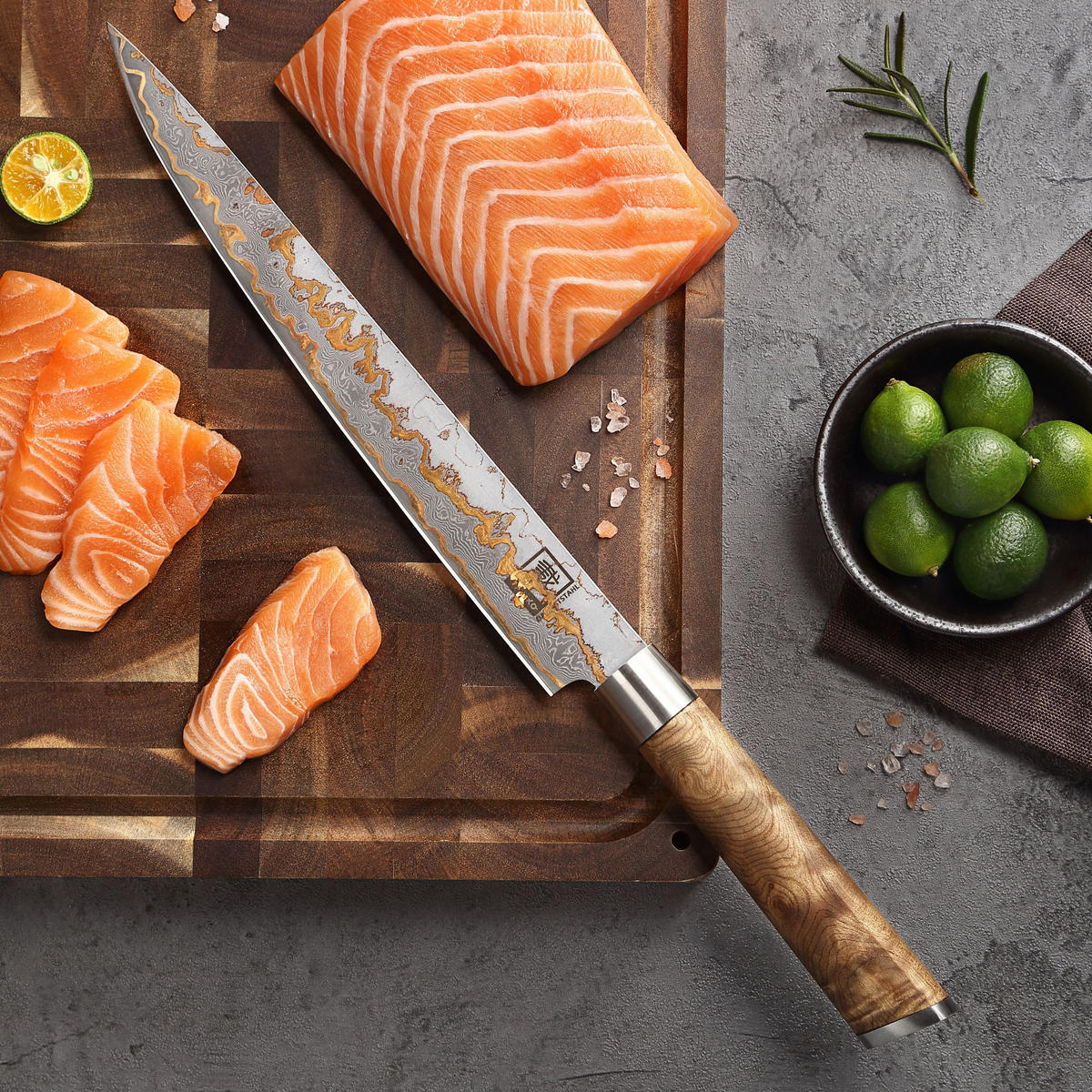 SASHIMI MESSER 25 cm - Ahornfarben, Holz/Metall (39cm) - Zayiko