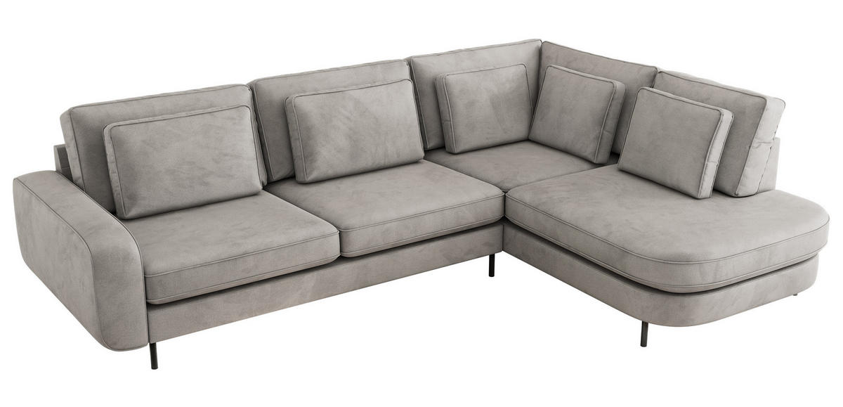 ROHOVÁ SEDAČKA CALENO L - Světle šedá Samet - Levá Strana - černá/světle šedá, kov/textil (317/225cm) - MKS