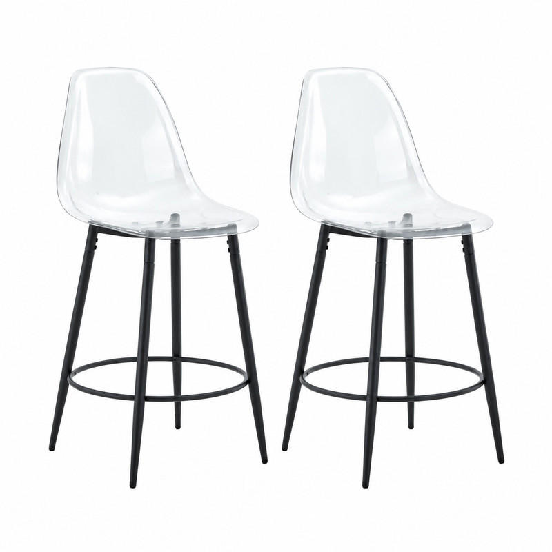 BARHOCKER 2er-Set 66 cm Transparent Schwarz - Schwarz, Metall (48.5/102/48.5cm) - Meubliv