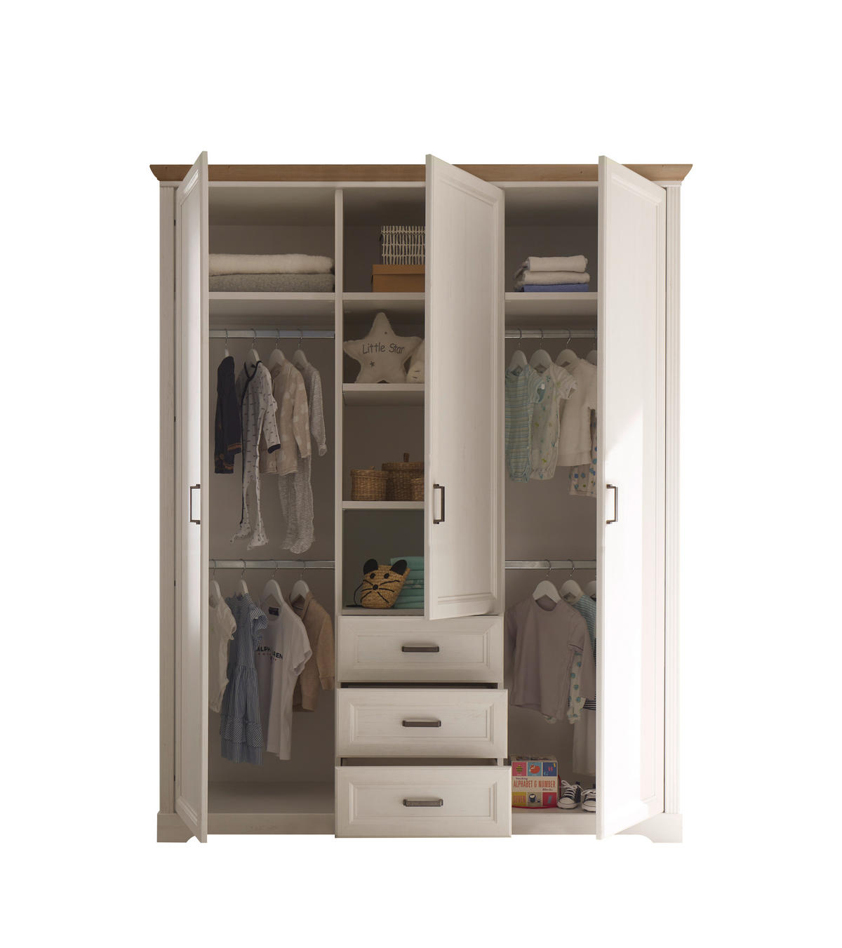 BABYZIMMER Jasmin in Anderson Pine mit Absetzungen in Artisan Eiche 7 teiliges Kinderzimmer Komplett Set - Beige/Braun, Holzwerkstoff (80/200/120cm)