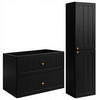WASCHBECKUNTERSCHRANK + HÄNGESÄULE GUSTO 80cm Matt schwarz - Schwarz, Holzwerkstoff (80/58/46cm) - Rodan