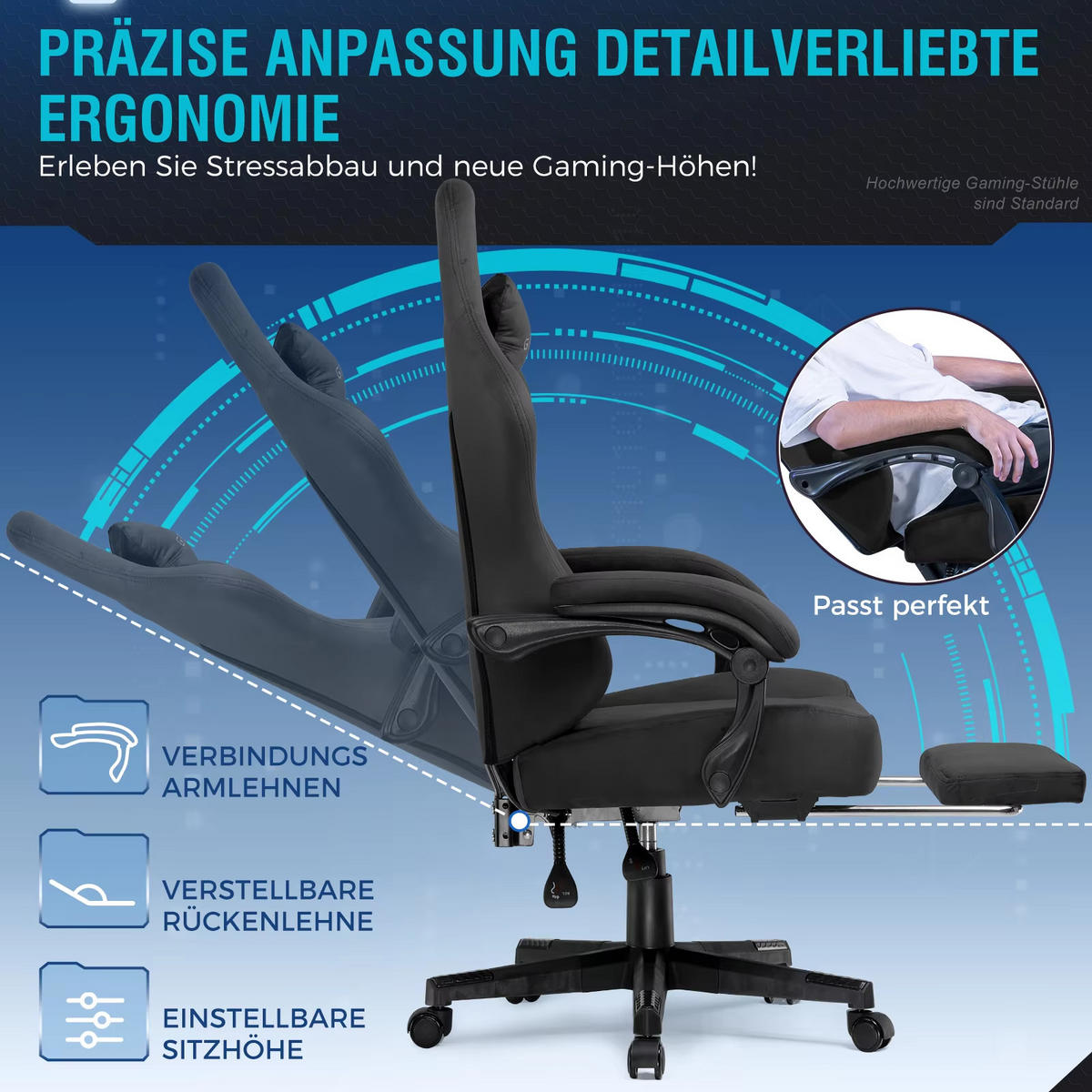 GAMINGSTUHL Stoff Atmungsaktiv Ergonomisch Rot - Rot, Metall (67/131/49cm) - Kaket