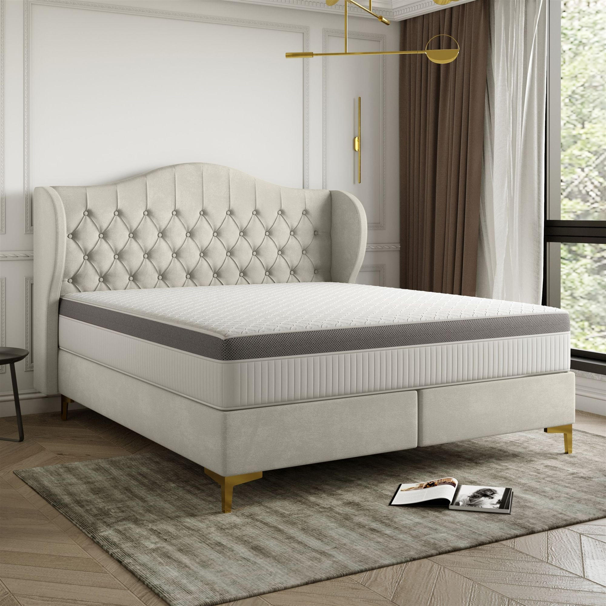 POLSTERBETT Pelagio In Whisper - Creme, Holzwerkstoff/Textil (180/200cm) - Fun Möbel