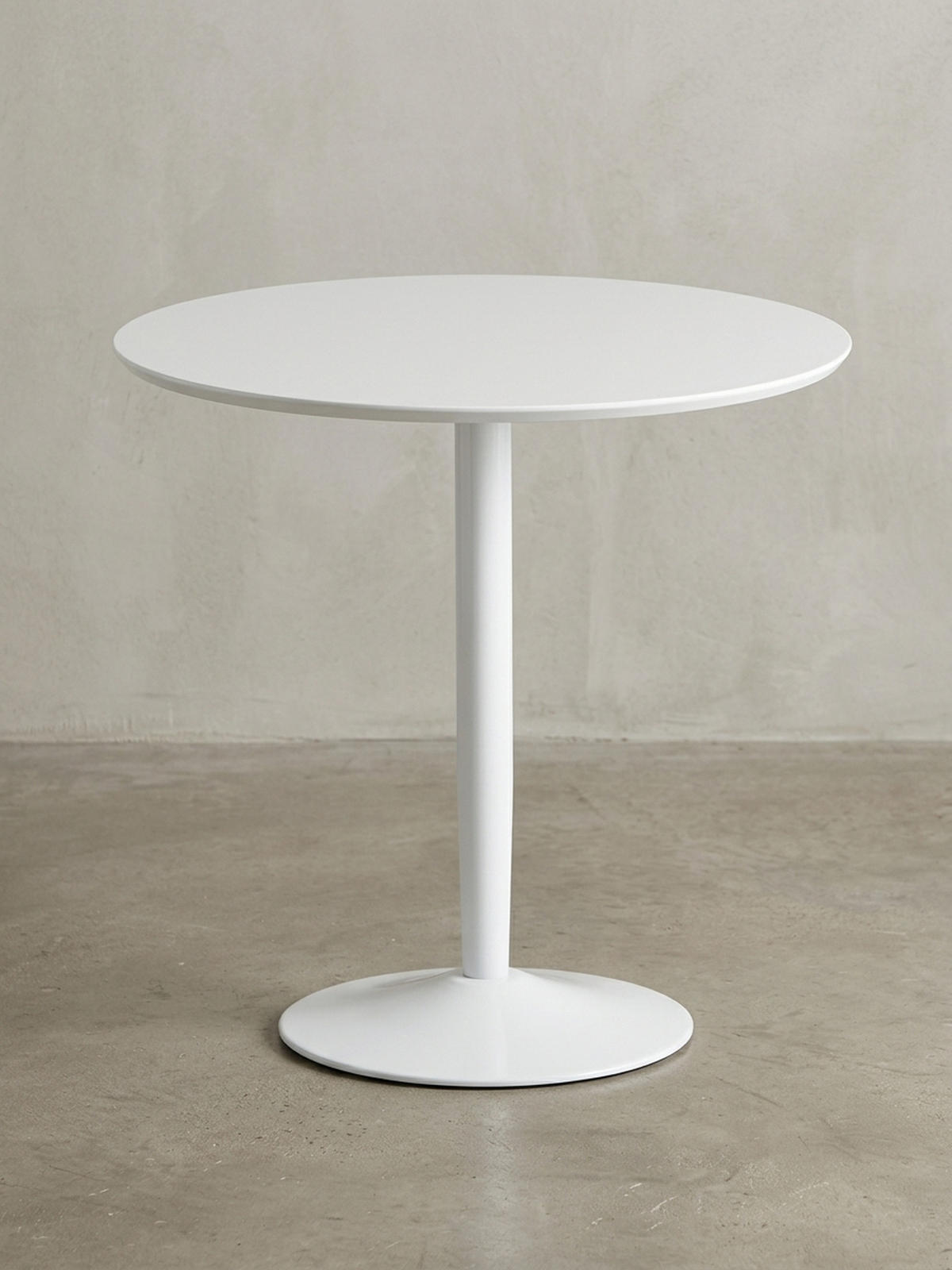 ESSTISCH – Hochglanz Weiß 75x75x74 cm Trompetenfuß für 2 Personen - Weiß, Holz/Metall (75/75/74cm) - KADIMA DESIGN