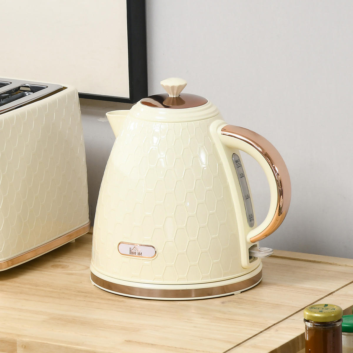 WASSERKOCHER DE-07915 2200W, 1,7L mit Sichtfenster Beige - Beige, Kunststoff (19.5/23.4/24.2cm) - ComfortXL