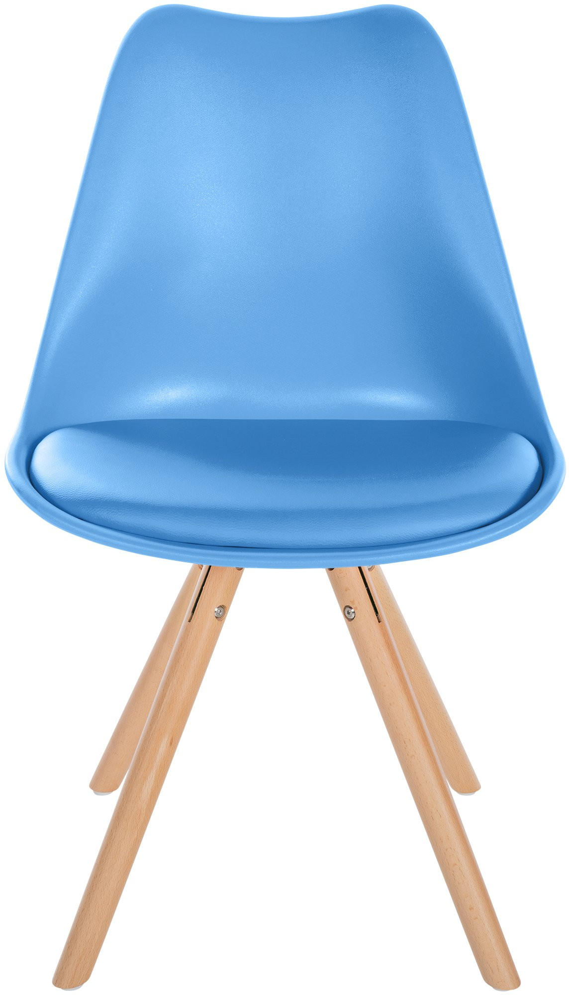 STUHL Kunststoff hellblau - Eukalyptusholzfarben/Hellblau, Holz/Kunststoff (48/81/54cm) - CLP